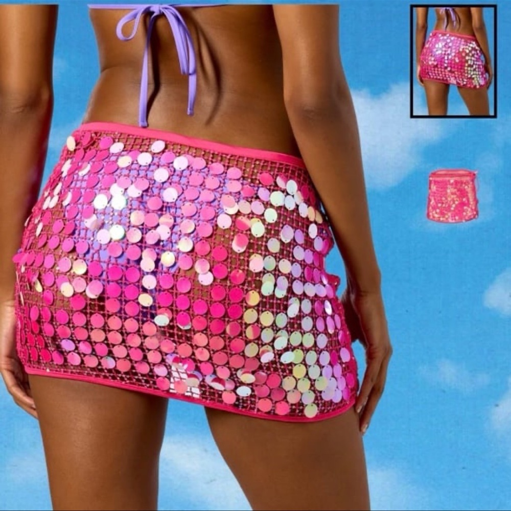Pink Sequin Mini Skirt